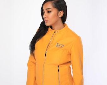 Geborduurd PU-leer Sigma Gamma Rho-jack