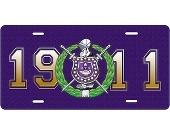 Omega Psi Phi aluminum car tag