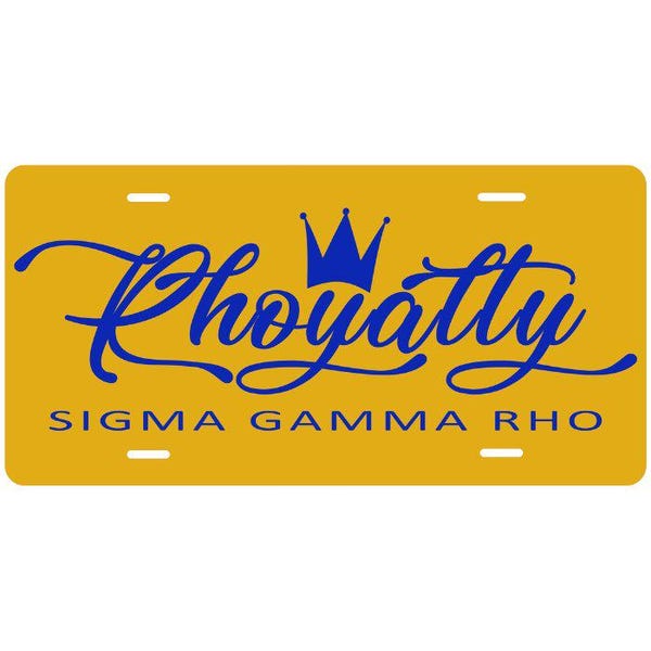 Sigma Gamma Rho Rhoyalty Aluminum Car Tag