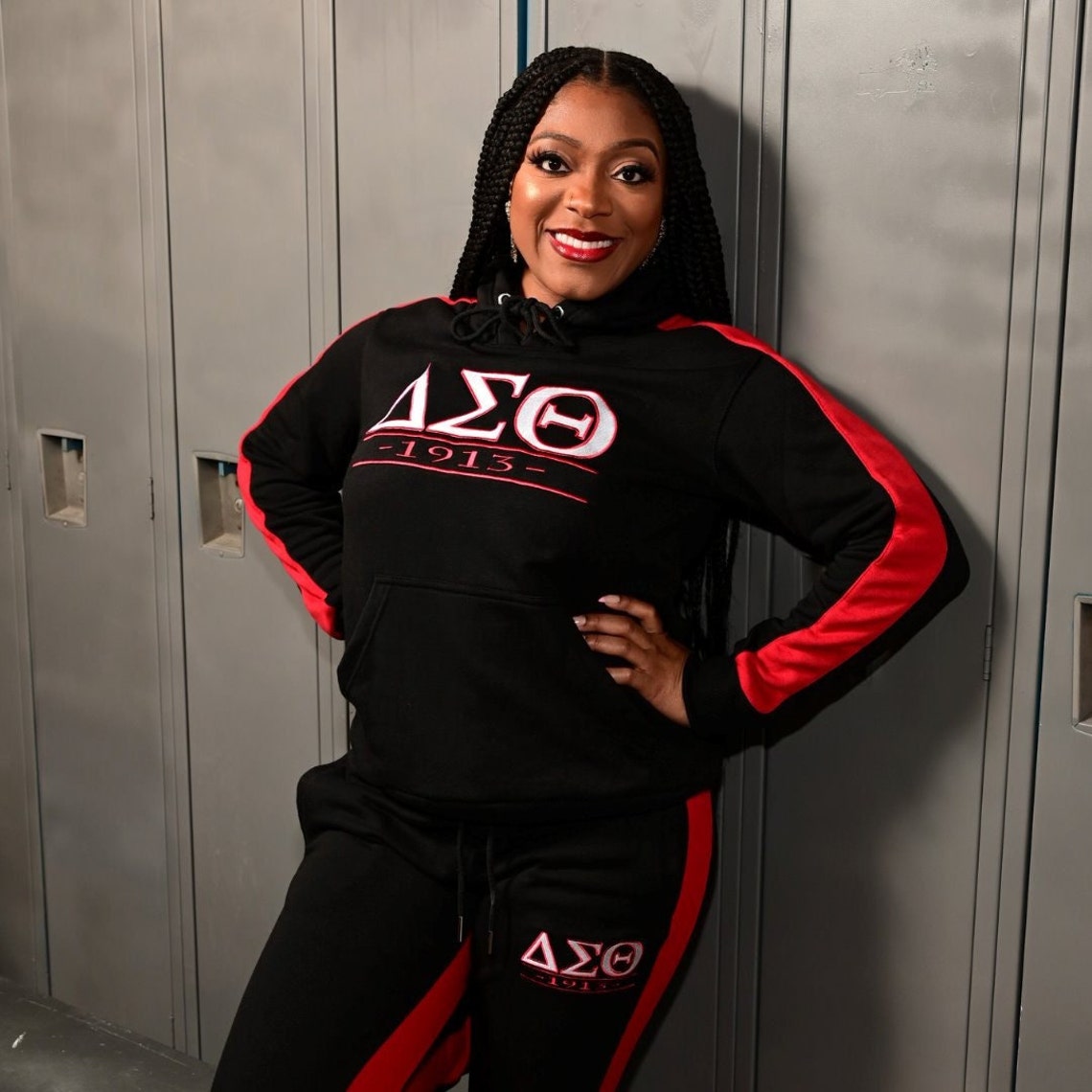 Delta Sigma Theta Comfortable Black Hooded Sweatsuit Jogging Etsy