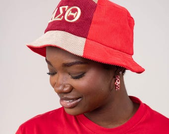 Delta Sigma Theta Corduroy Bucket Hat with 3D Embroidered Letters