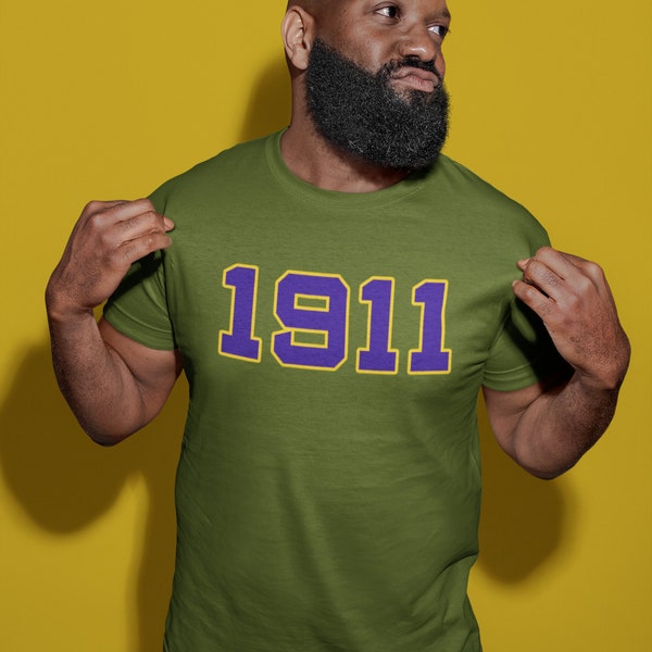 Omega Psi Phi 1911 screen printed distressed letter tee