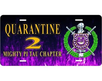 Omega Psi Phi Etiqueta de automóvil de aluminio personalizada Agregar nombre de línea o capítulo