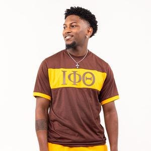 Iota Phi Theta Brown and Gold Color Block Tee (TOP ONLY)
