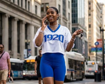 Camiseta corta bordada de Zeta Phi Beta de 1920