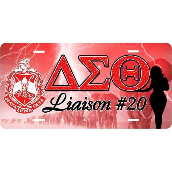 Red Delta Sigma Theta Car Tag with Elephants