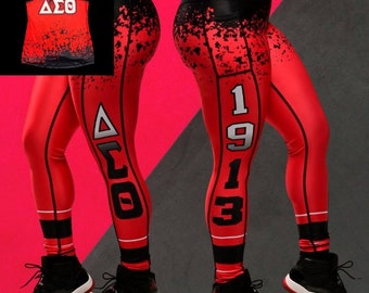 Delta-Sigma-Theta-Leggings in schwarz und rot