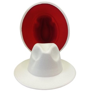 White / Red Unisex Fedora