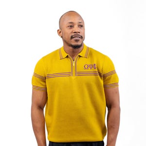 Omega Psi Phi Knitted Polo Gold
