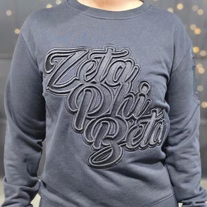 Zeta Phi Beta Black on Black Crewneck Sweater