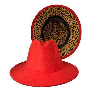 Red / Leopard Unisex Fedora