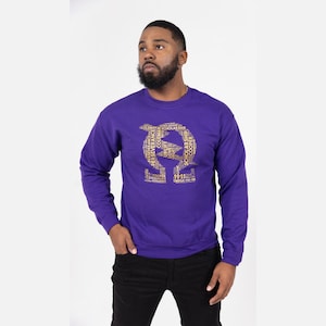 Omega Psi Phi word collage Omega bolt screen printed shirt