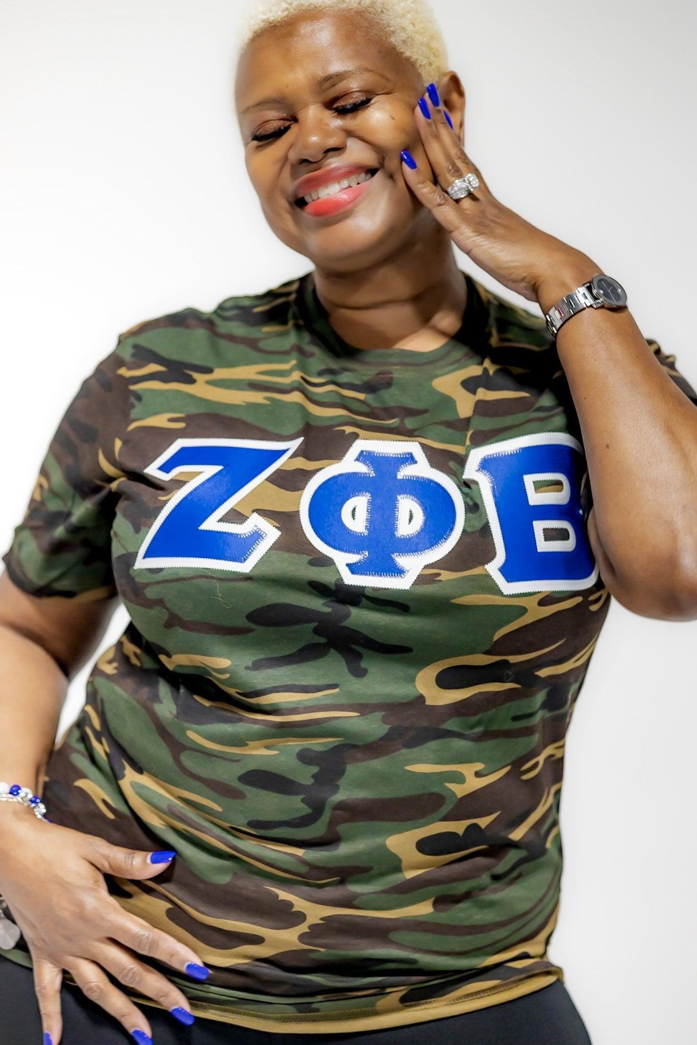 Zeta Phi Beta Letters Camouflage Tee