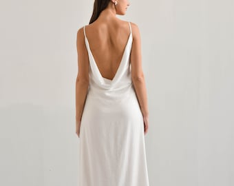 white satin slip wedding dress