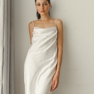 Brigitte Cowl neck Slip Dress / Open back Satin Slip Dress / Wedding Slip Dress