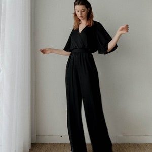 Black Silk Jumpsuit Etsy Canada