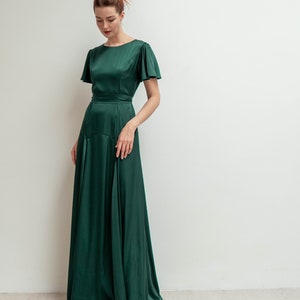 Yvette Floor Length Dress / Flutter Sleeves Dress / Simle Wedding Dress