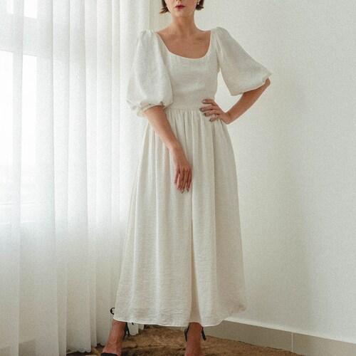 Katniss Puff Sleeves Dress/ Square Neck 