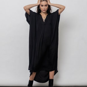 Cercei Kaftan Dress/Black Silk Kaftan Dress/ Loose fit Black dress image 1