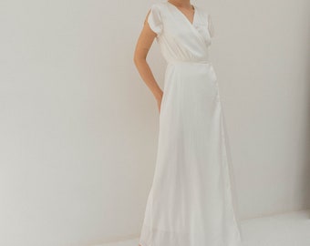 Ready to ship - Brielle Cream White Ankle length Wrap Dress