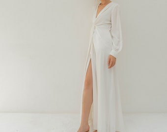 Ready to ship - Lea Twisted Floor length Dress with Long Sleeves Details