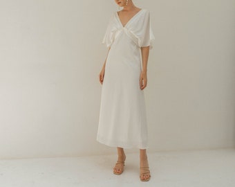 Ready to ship - Esther Cream White Tea Length Dress