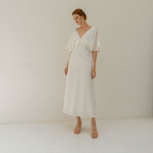 Ready to ship - Esther Cream White Tea Length Dress