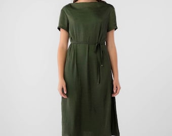 Alex Midi Silk Dress - Two ways wearable Dress - Tea Length Shift Dress