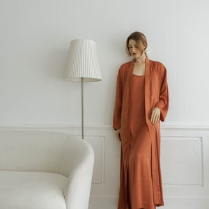 Jolene Floor Length Loungewear / Robe and Night gown / Bridal Satin Sleepwear Set image 4