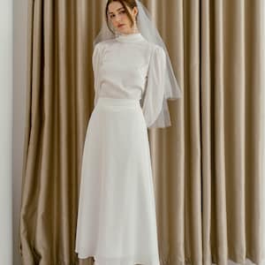Hope Tea Length Skirt - Midi Satin Minimalist Skirt