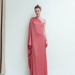 Georgia One Shoulder Floor Length Dress / Minimalist Satin Wedding Guest Dress