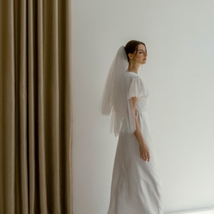April Floor length Wrap Dress/Simple Wedding dress/White satin wrap dress image 9