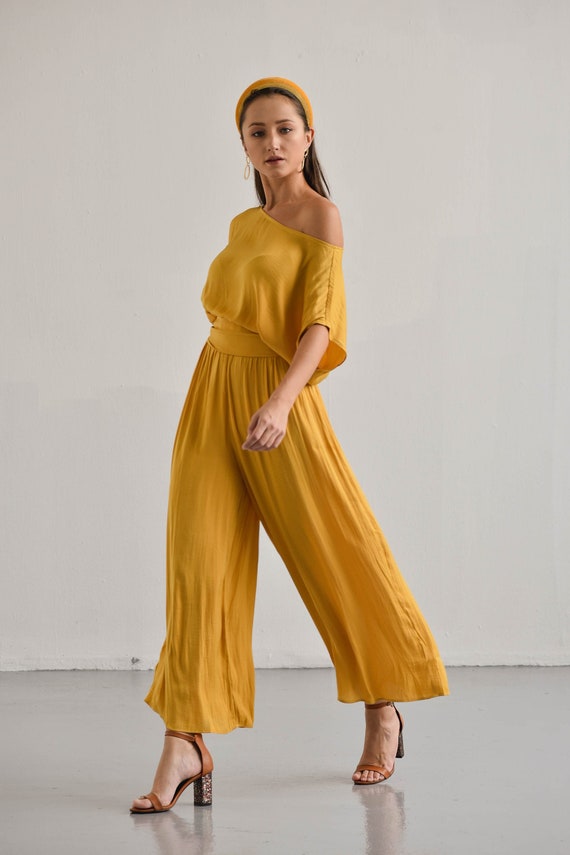 Mustard Yellow Jumpsuit - Two-Piece Jumpsuit - Lace-Up Jumpsuit - Lulus