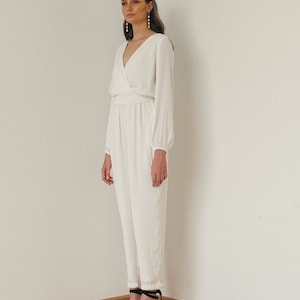 Renee Bridal Jumpsuit / Long Sleeves Jumpsuit / Silk Wedding Jumpsuit image 4