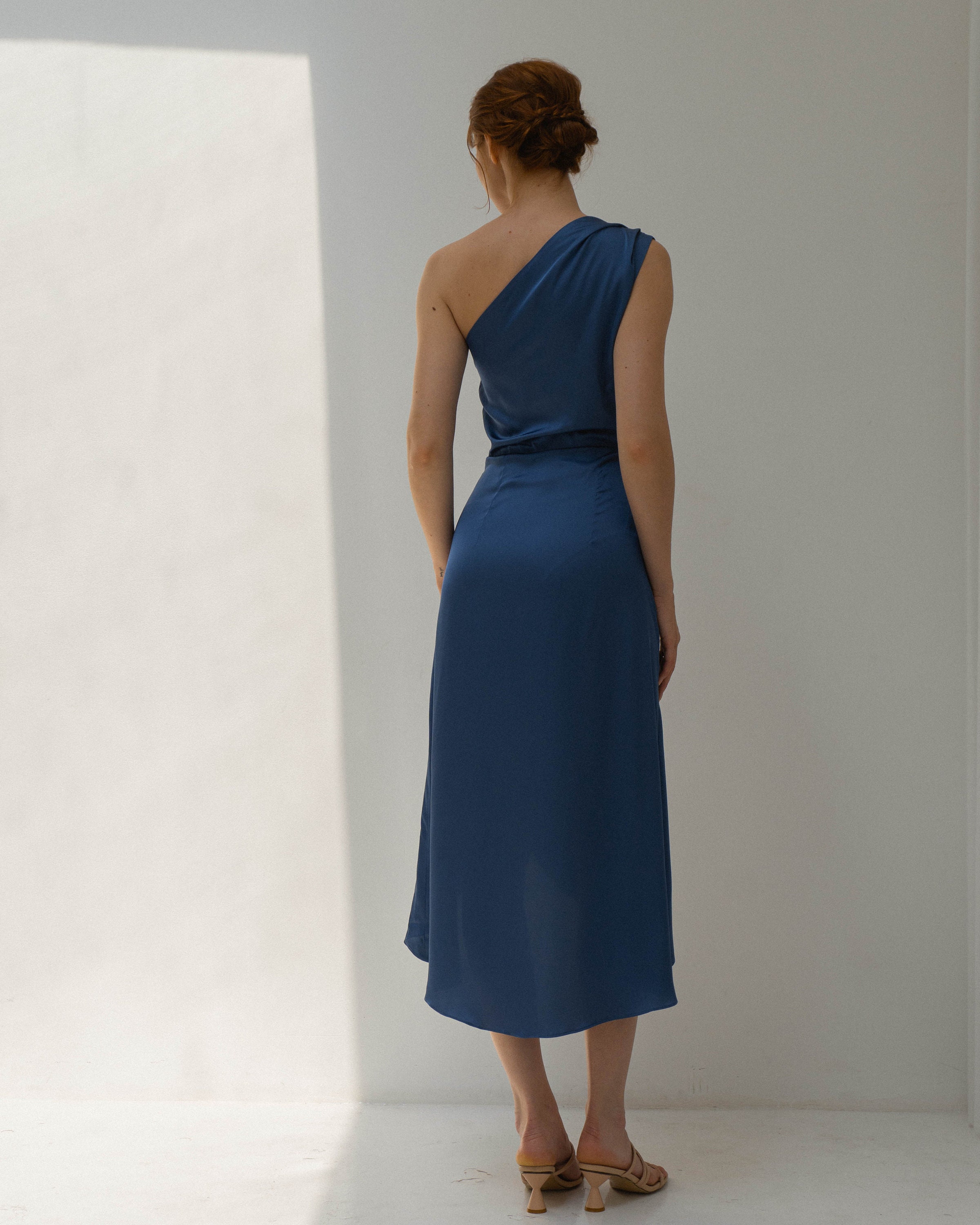 slate blue satin dress Lulus Satin Maxi Dress XL slate Blue Strapless Tiered Event Party