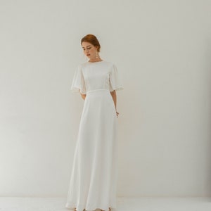 Adele Cream White Floor Length Dress / Satin Wedding Dress / - Etsy