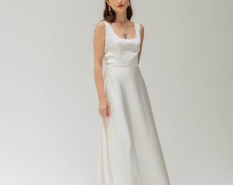 Megan square neck bridal gown - Backless floor length dress with sleeveless design - Minimalist wedding dress