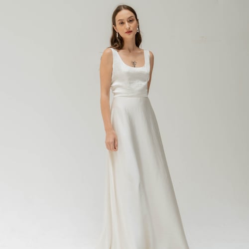 Francis Floor Length Square Neck Dress / Satin Wedding Dress - Etsy