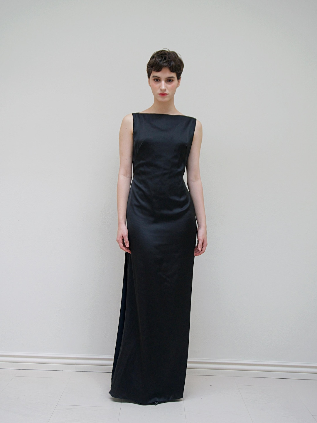 3/4 Sleeves Lace Top Bateau Neck Floor-length Dress Dusk main image 1