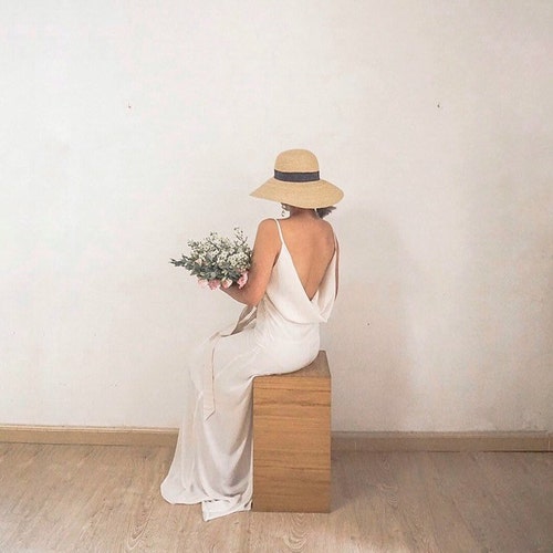 Britney White Wedding Slip Dress - Simple Wedding Dress - White Silk Slip Dress - Sexy Backless Long Dress