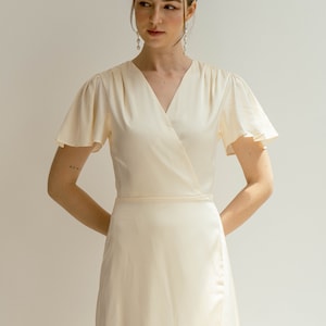 Claudia Deep V Neck Satin Midi Dress/ High Low Tea Length Wrap Dress - Etsy