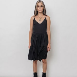 Dan Little Black Dress/Mini Slip Dress/Simple silk dress/ Silk smocked dress image 1