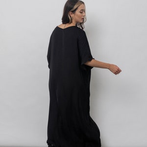 Cercei Kaftan Dress/Black Silk Kaftan Dress/ Loose fit Black dress image 3