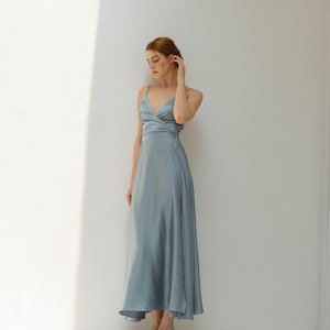 Jaelyn Satin Wrap Dress / Ankle Length Slip Dress / Long Slip Dress