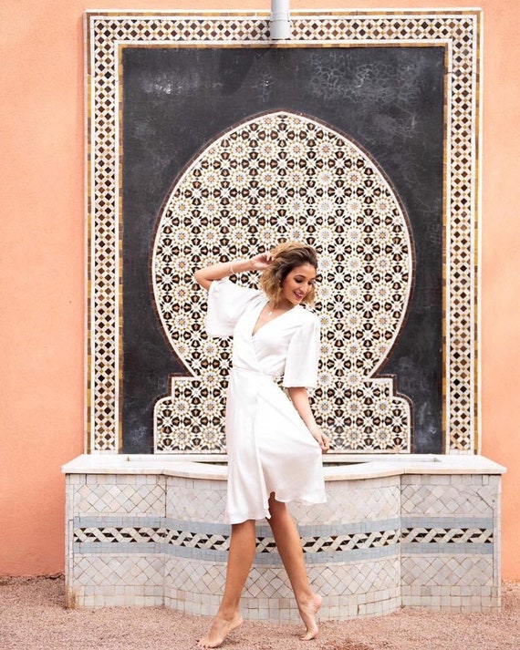 Sophia Midi Satin Wrap Dress - Etsy