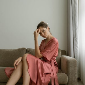 Julia Satin Wrap Dress / Satin Ruffle Wrap Dress / White Tea Length Wrap Dress