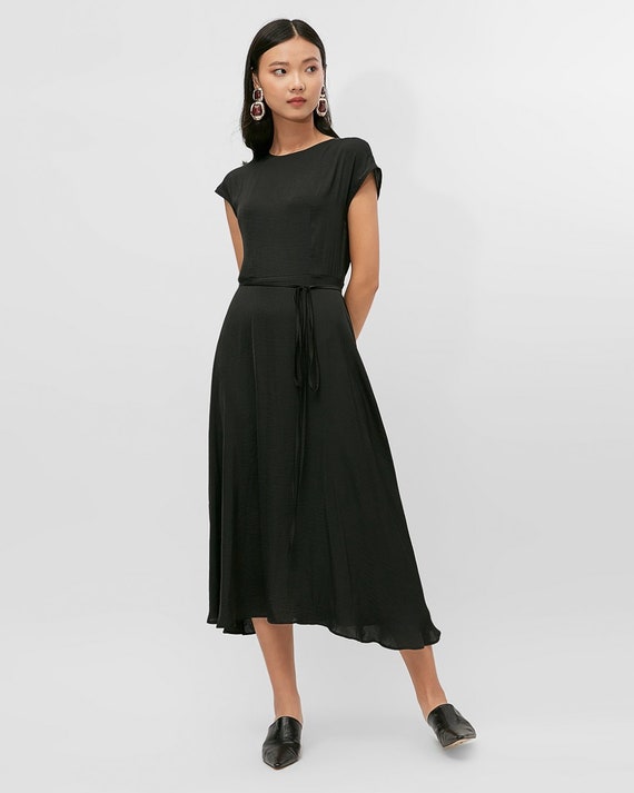 simple black silk dress