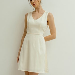 Lenore Satin Mini Dress V Neck Short Wedding Dress image 6