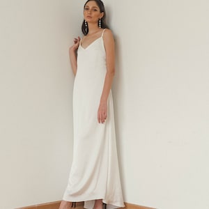 Eugenie Slip Cream White Wedding Dress /minimalist Floor Length Dress ...