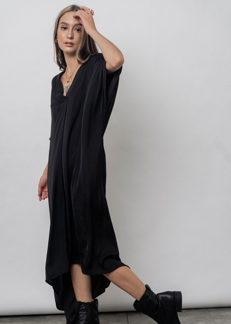Cercei Kaftan Dress/Black Silk Kaftan Dress/ Loose fit Black dress image 8